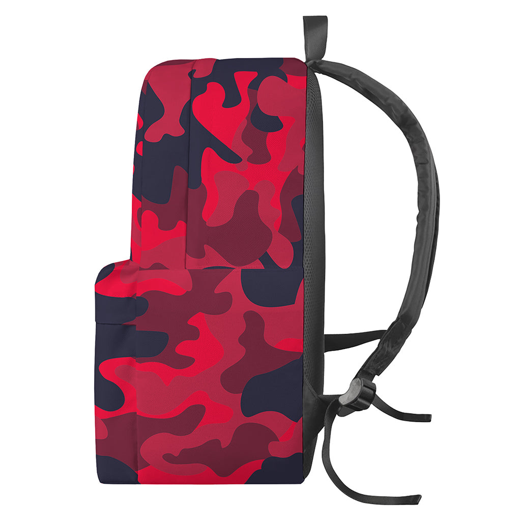 Red Pink And Black Camouflage Print Backpack