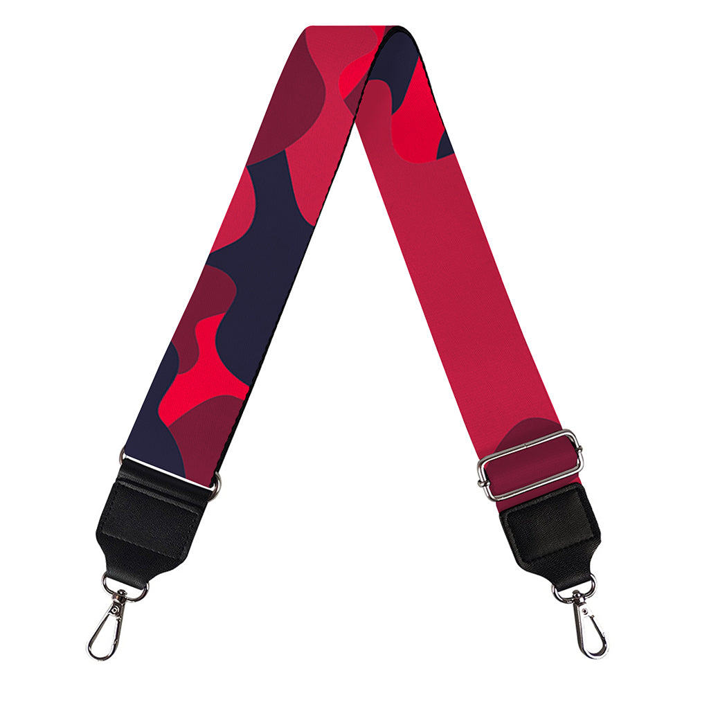 Red Pink And Black Camouflage Print Bag Strap