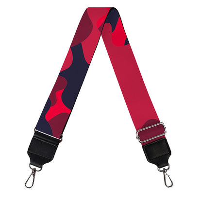 Red Pink And Black Camouflage Print Bag Strap