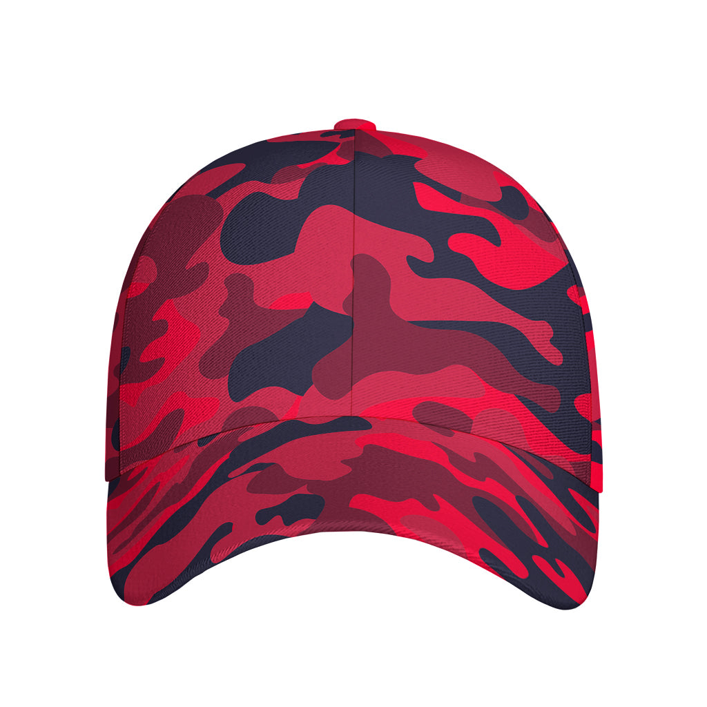Red Pink And Black Camouflage Print Baseball Cap