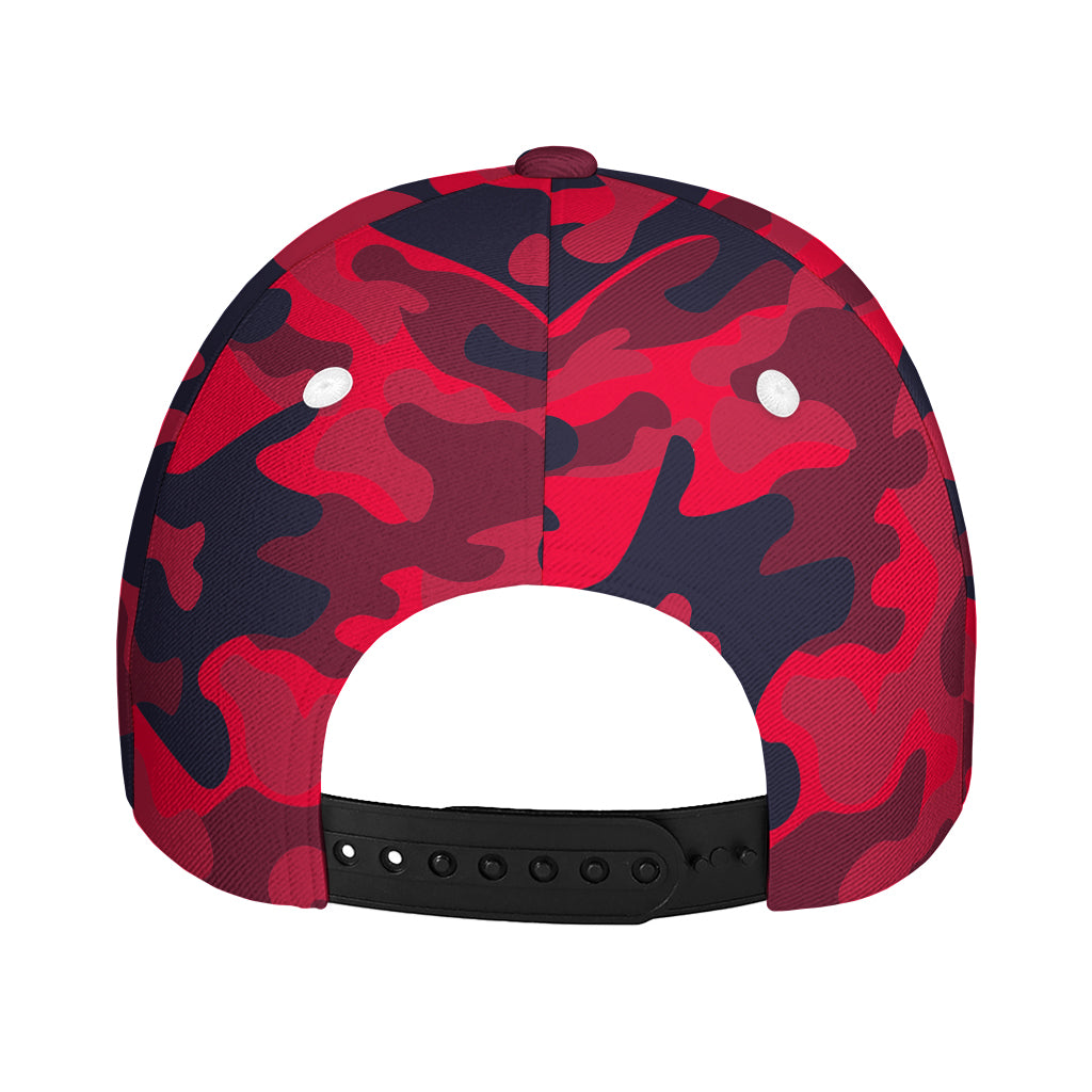 Red Pink And Black Camouflage Print Baseball Cap