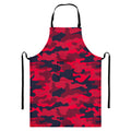 Red Pink And Black Camouflage Print Bib Apron With Pocket