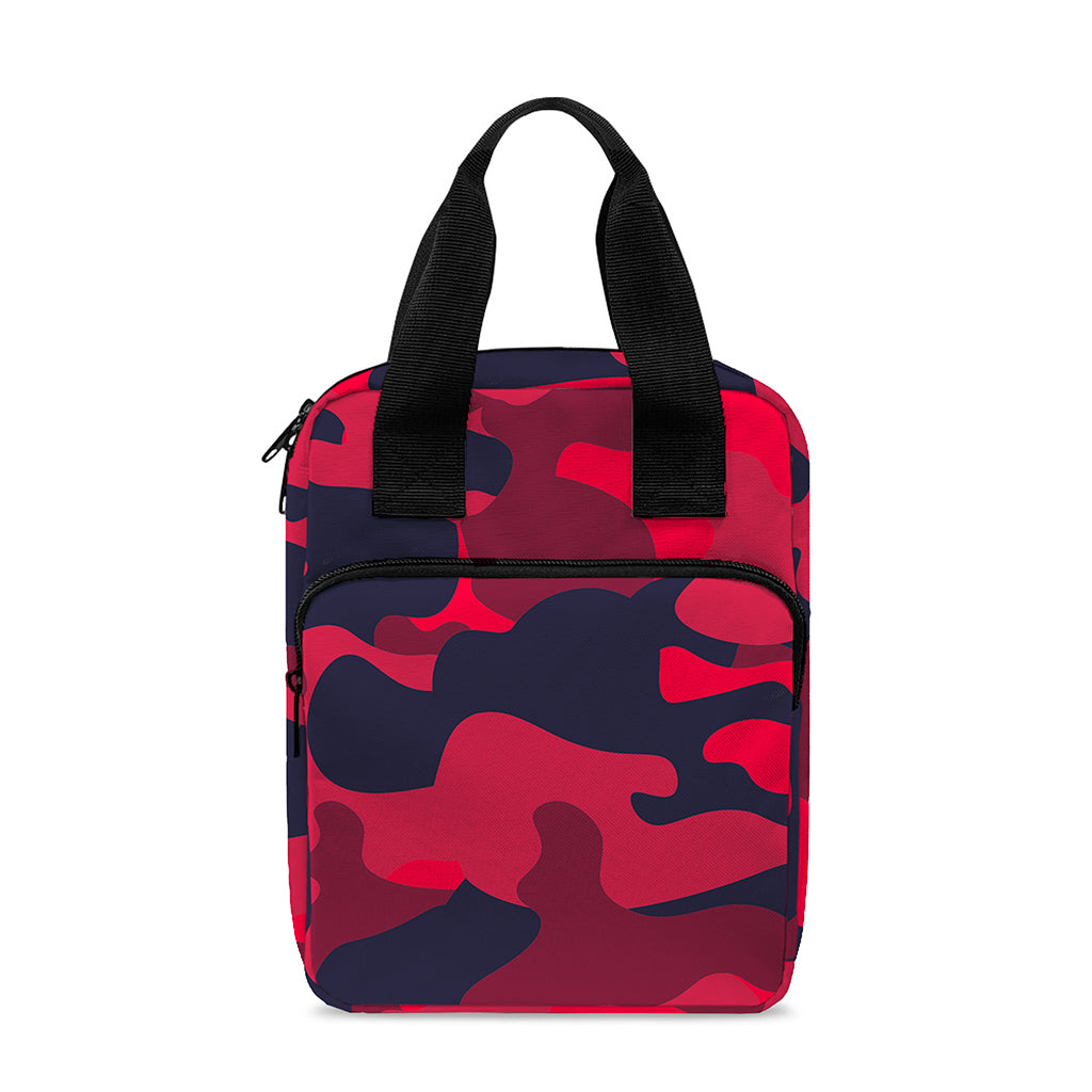 Red Pink And Black Camouflage Print Bible Tote Bag