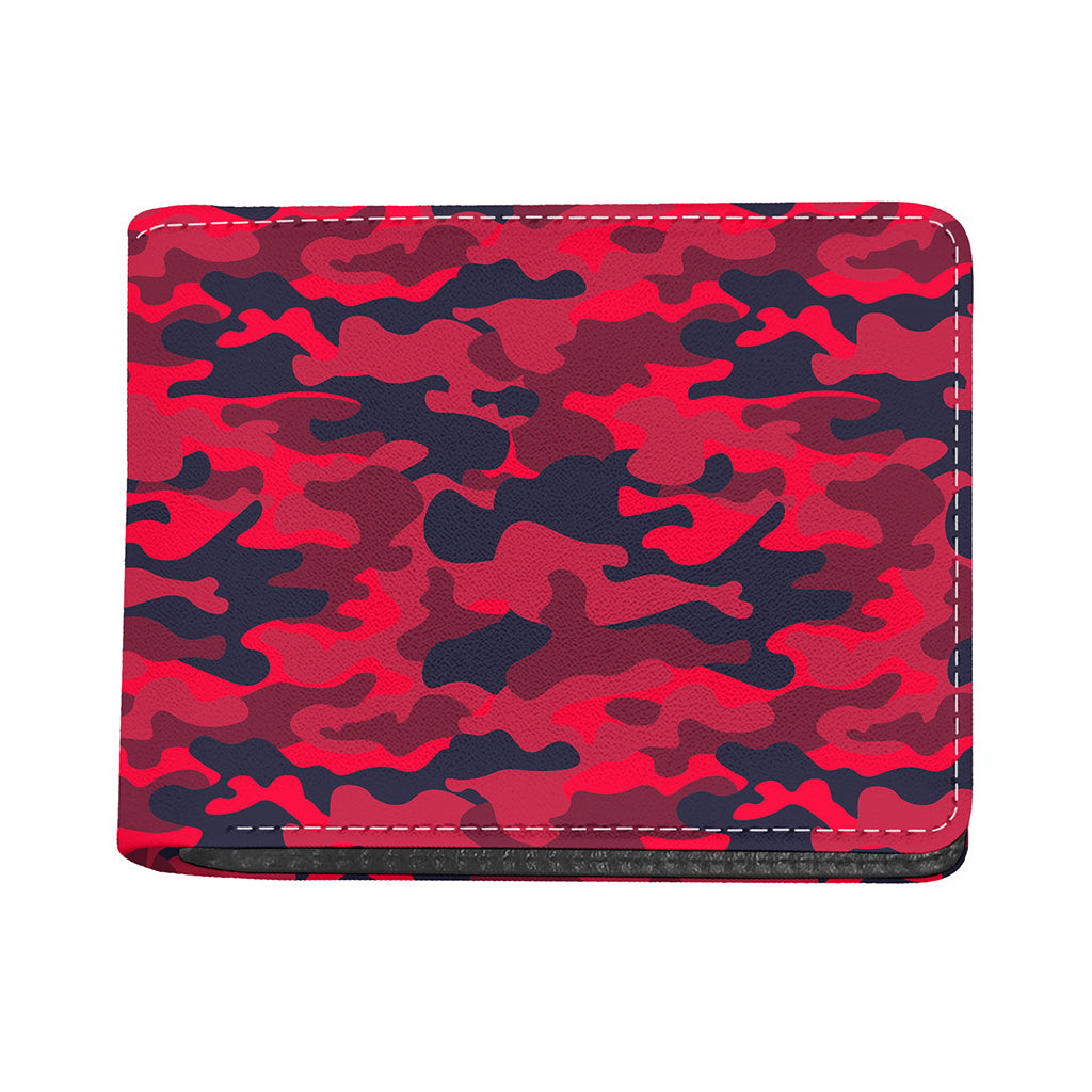 Red Pink And Black Camouflage Print Bifold Wallet