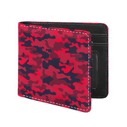 Red Pink And Black Camouflage Print Bifold Wallet
