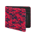 Red Pink And Black Camouflage Print Bifold Wallet