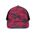 Red Pink And Black Camouflage Print Black Mesh Trucker Hat