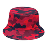 Red Pink And Black Camouflage Print Bucket Hat