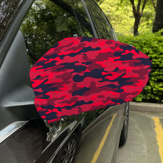 Red Pink And Black Camouflage Print Car Side Mirror Covers