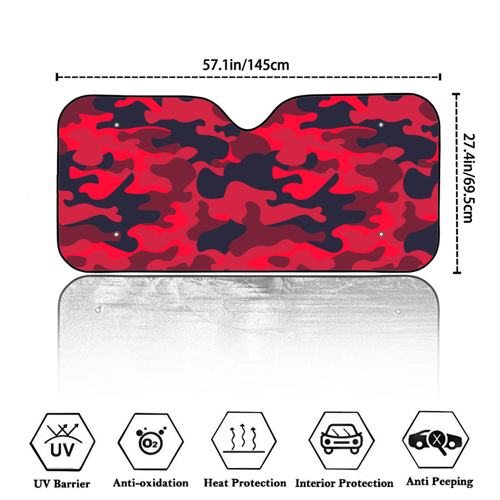 Red Pink And Black Camouflage Print Car Windshield Sun Shade