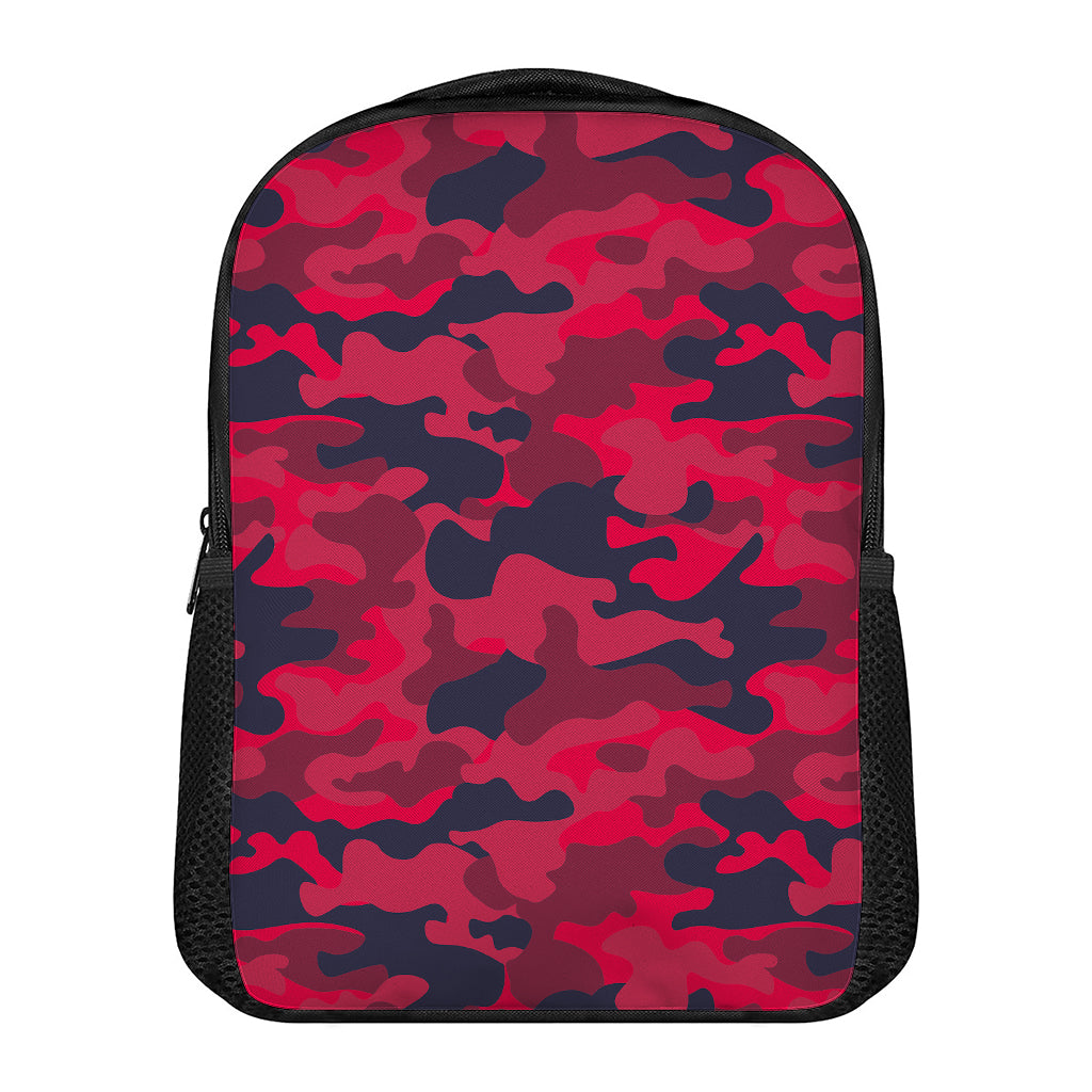 Red Pink And Black Camouflage Print Casual Backpack