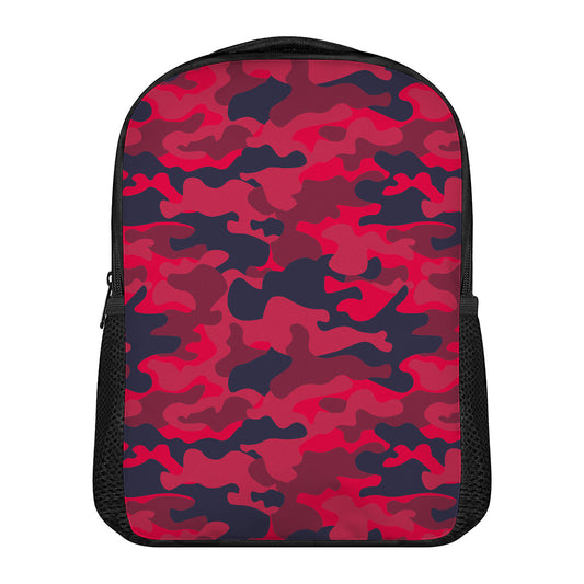 Red Pink And Black Camouflage Print Casual Backpack