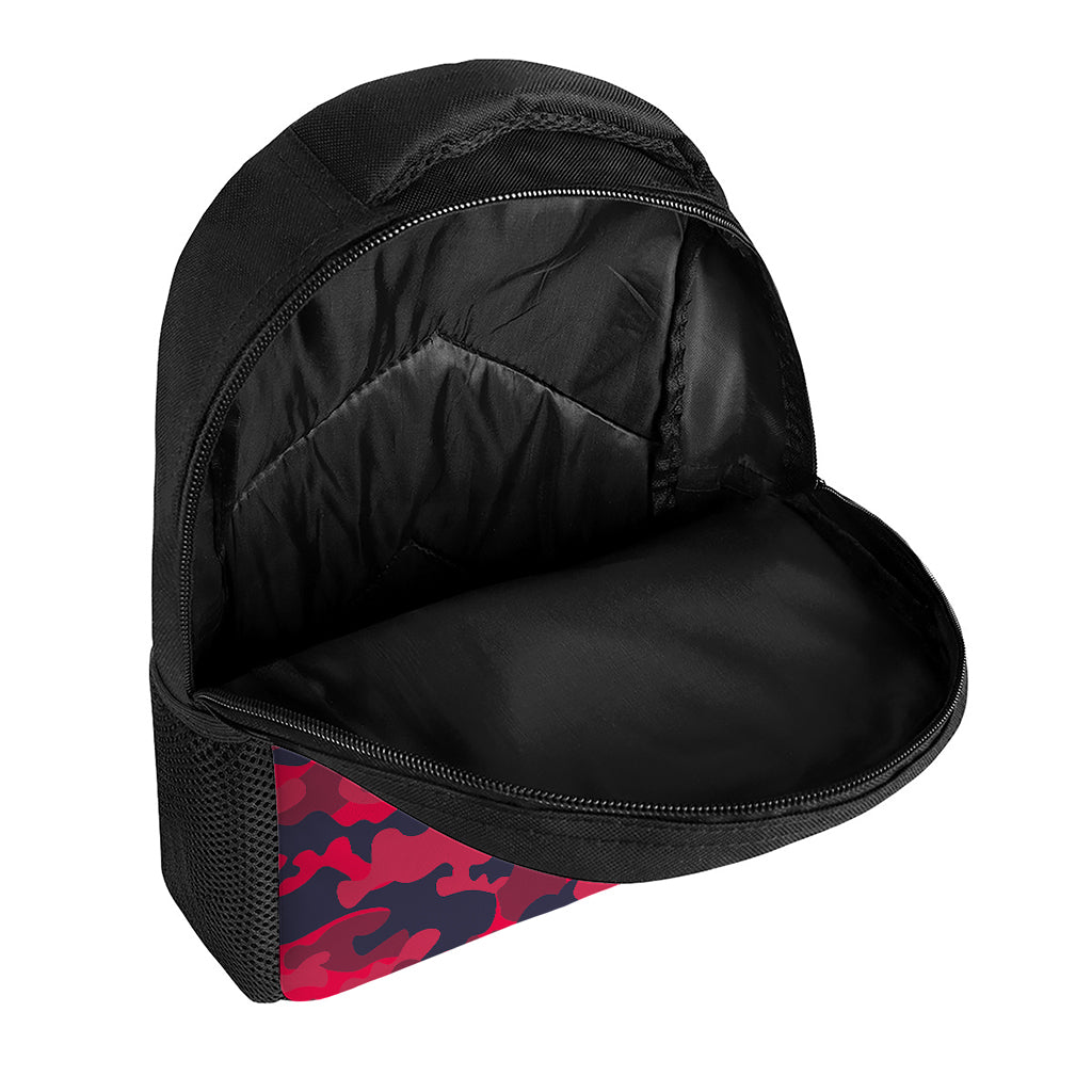 Red Pink And Black Camouflage Print Casual Backpack