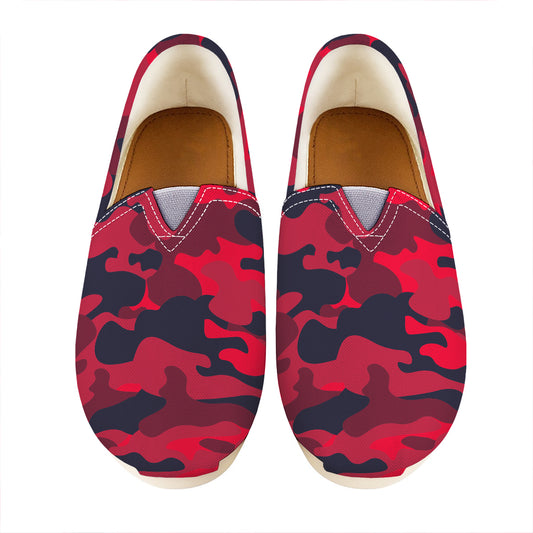 Red Pink And Black Camouflage Print Casual Shoes