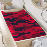 Red Pink And Black Camouflage Print Changing Pad Cover