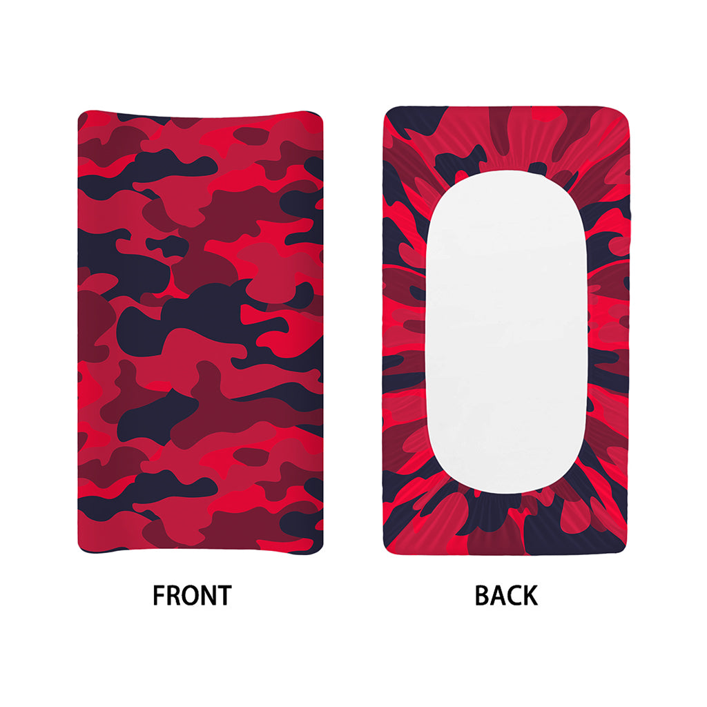 Red Pink And Black Camouflage Print Changing Pad Cover