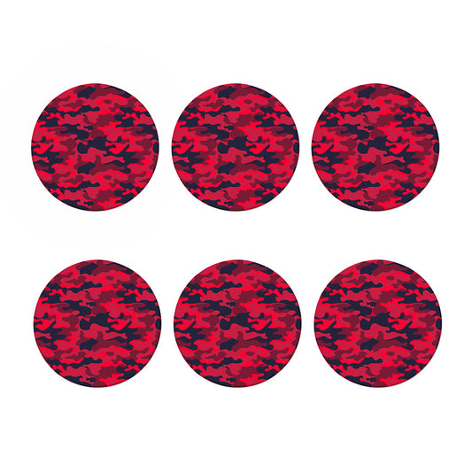 Red Pink And Black Camouflage Print Coaster Set