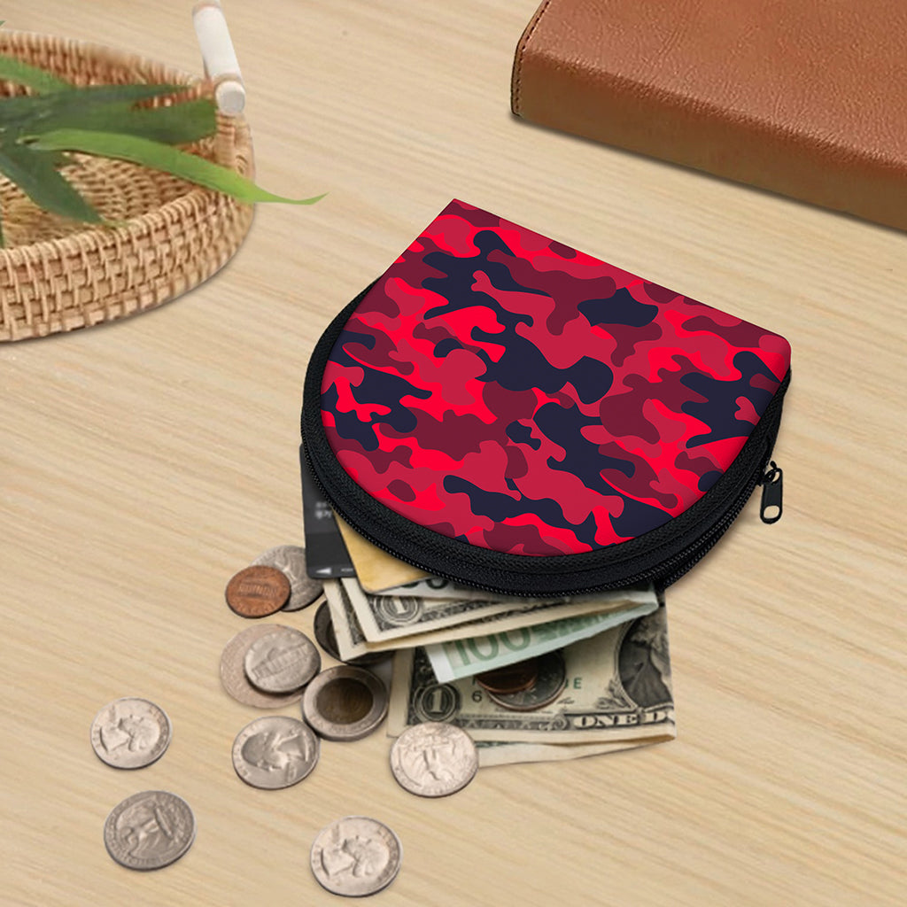 Red Pink And Black Camouflage Print Coin Purse