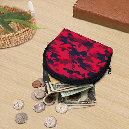 Red Pink And Black Camouflage Print Coin Purse