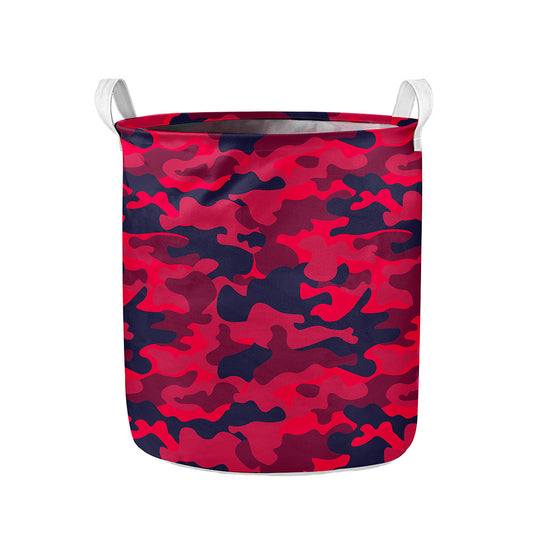 Red Pink And Black Camouflage Print Collapsible Laundry Basket