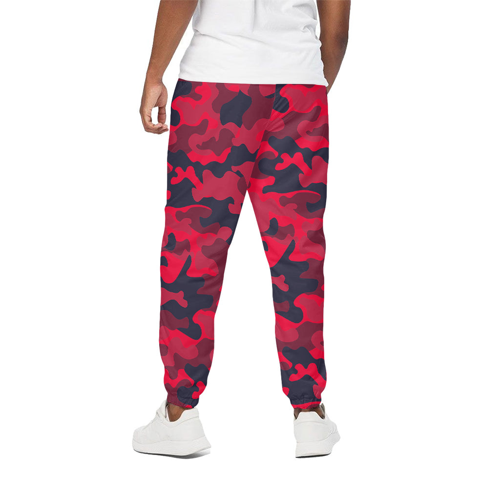 Red Pink And Black Camouflage Print Cotton Pants