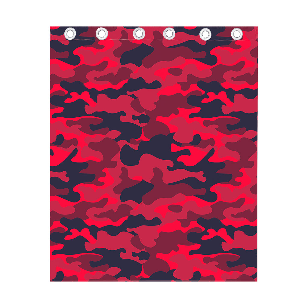 Red Pink And Black Camouflage Print Curtain