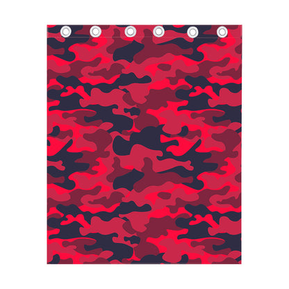 Red Pink And Black Camouflage Print Curtain