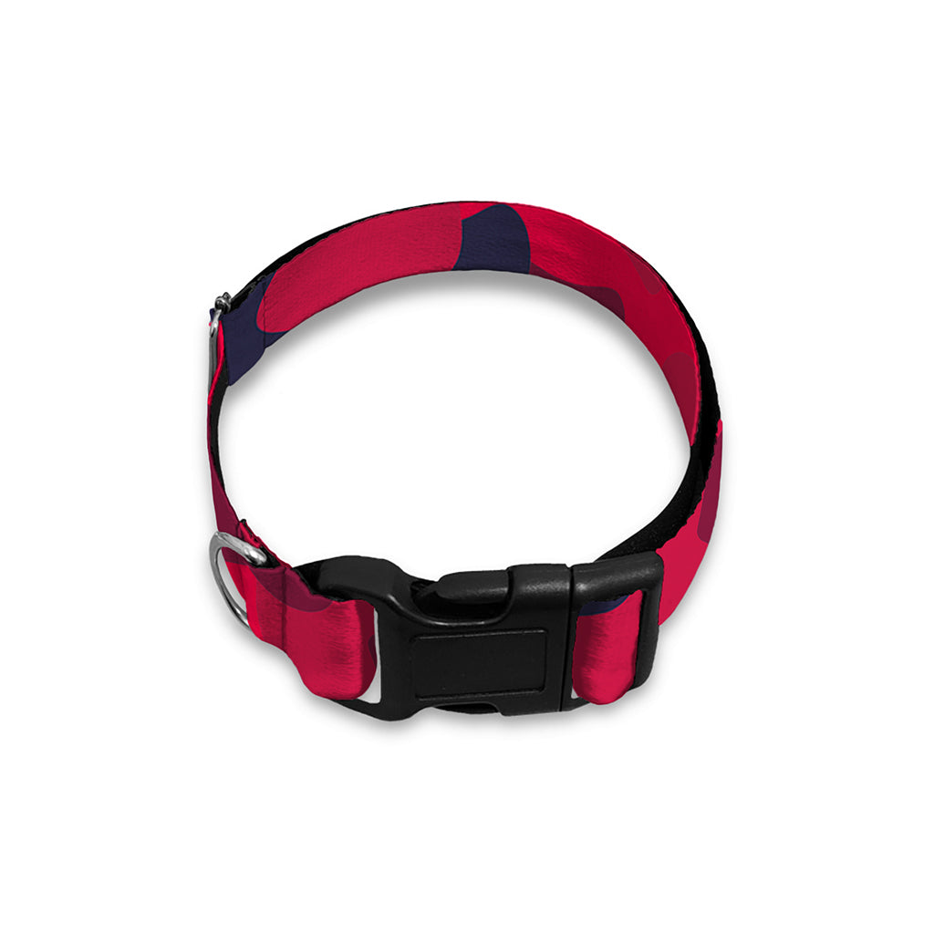 Red Pink And Black Camouflage Print Dog Collar