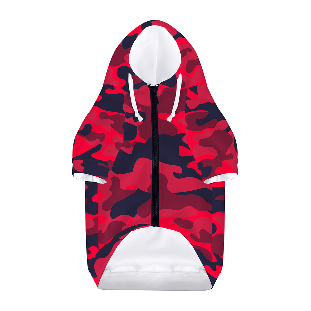Red Pink And Black Camouflage Print Dog Zip Up Hoodie