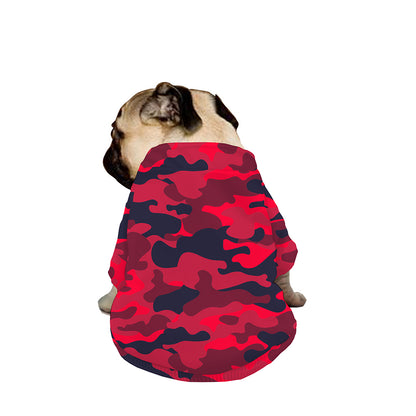 Red Pink And Black Camouflage Print Dog Zip Up Jacket