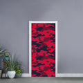 Red Pink And Black Camouflage Print Door Sticker