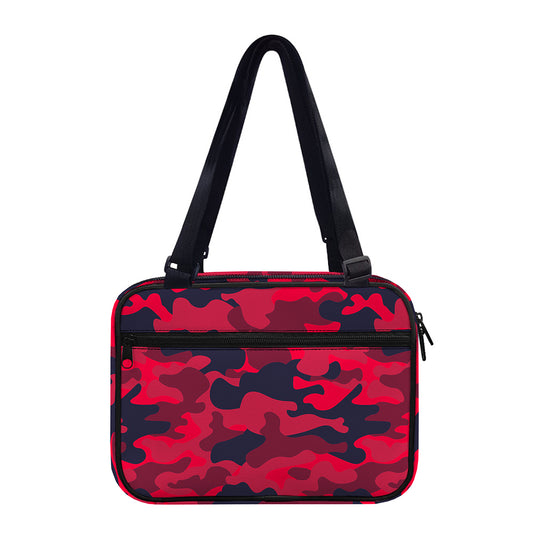 Red Pink And Black Camouflage Print Double Strap Bible Bag