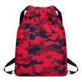 Red Pink And Black Camouflage Print Drawstring Backpack
