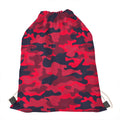 Red Pink And Black Camouflage Print Drawstring Bag