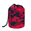Red Pink And Black Camouflage Print Drawstring Makeup Bag