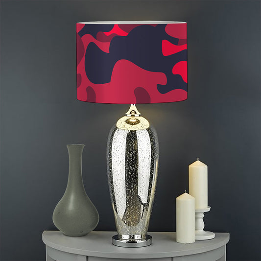 Red Pink And Black Camouflage Print Drum Lamp Shade