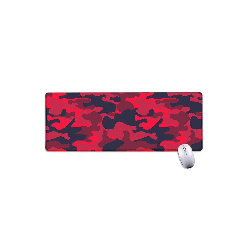 Red Pink And Black Camouflage Print Extended Mouse Pad