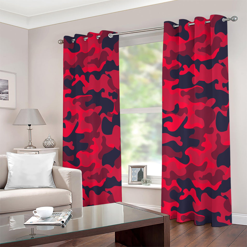 Red Pink And Black Camouflage Print Extra Wide Grommet Curtains