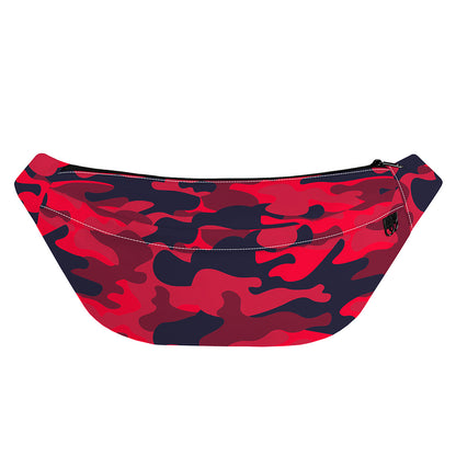Red Pink And Black Camouflage Print Fanny Pack