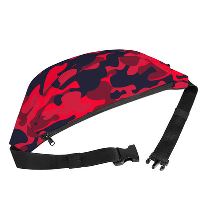 Red Pink And Black Camouflage Print Fanny Pack