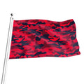 Red Pink And Black Camouflage Print Flag