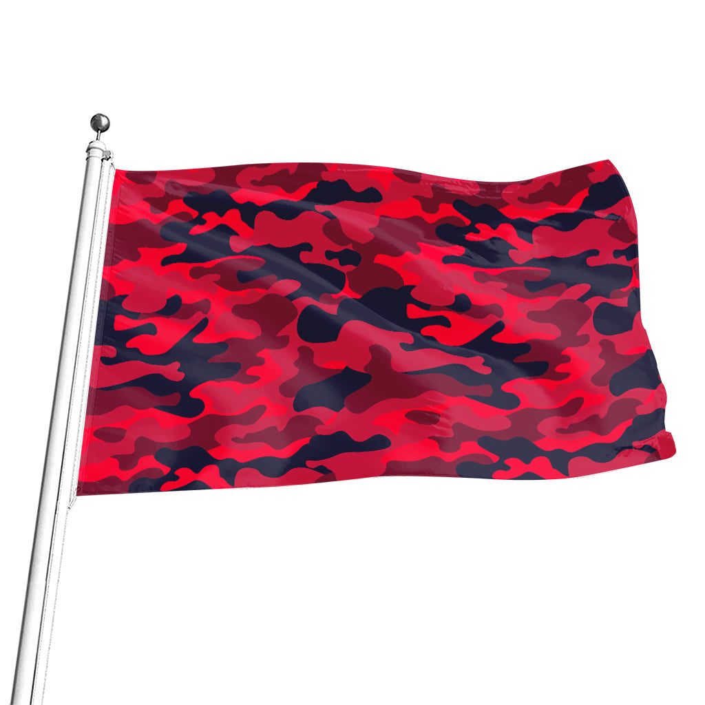 Red Pink And Black Camouflage Print Flag