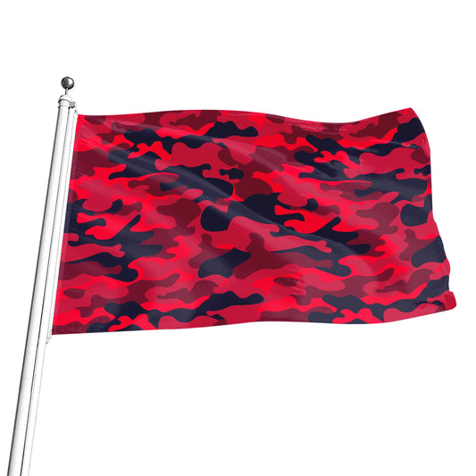 Red Pink And Black Camouflage Print Flag