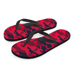 Red Pink And Black Camouflage Print Flip Flops