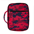 Red Pink And Black Camouflage Print Front Pocket Bible Bag