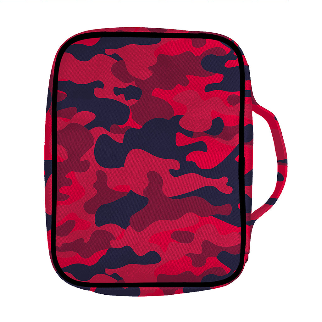 Red Pink And Black Camouflage Print Front Pocket Bible Bag