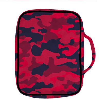 Red Pink And Black Camouflage Print Front Pocket Bible Bag