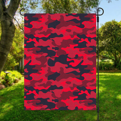 Red Pink And Black Camouflage Print Garden Flag