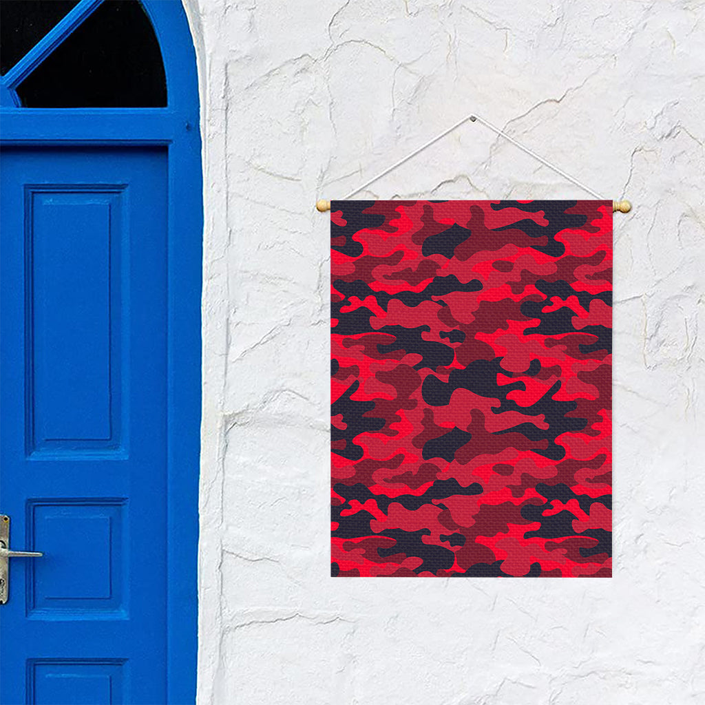 Red Pink And Black Camouflage Print Garden Flag