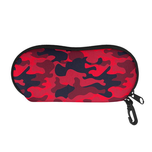 Red Pink And Black Camouflage Print Glasses Case